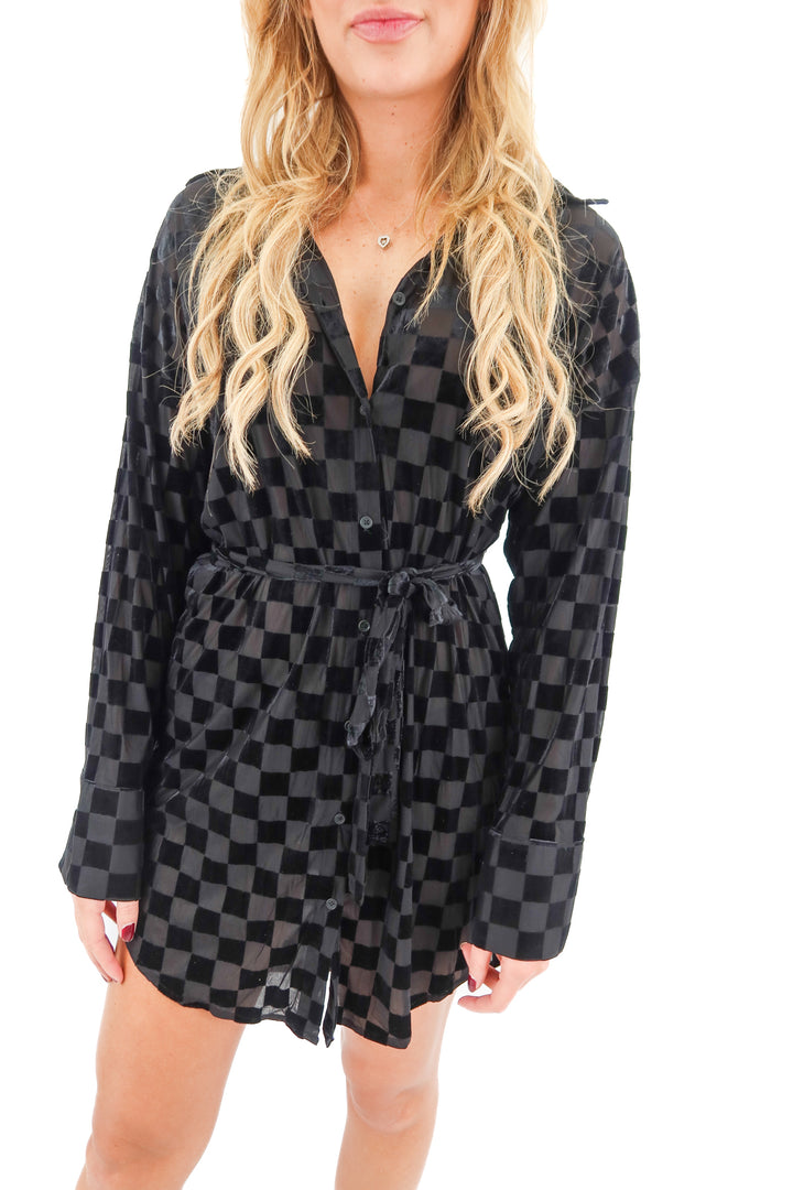 12th tribe black checkered dress NWT (m; retail $108)