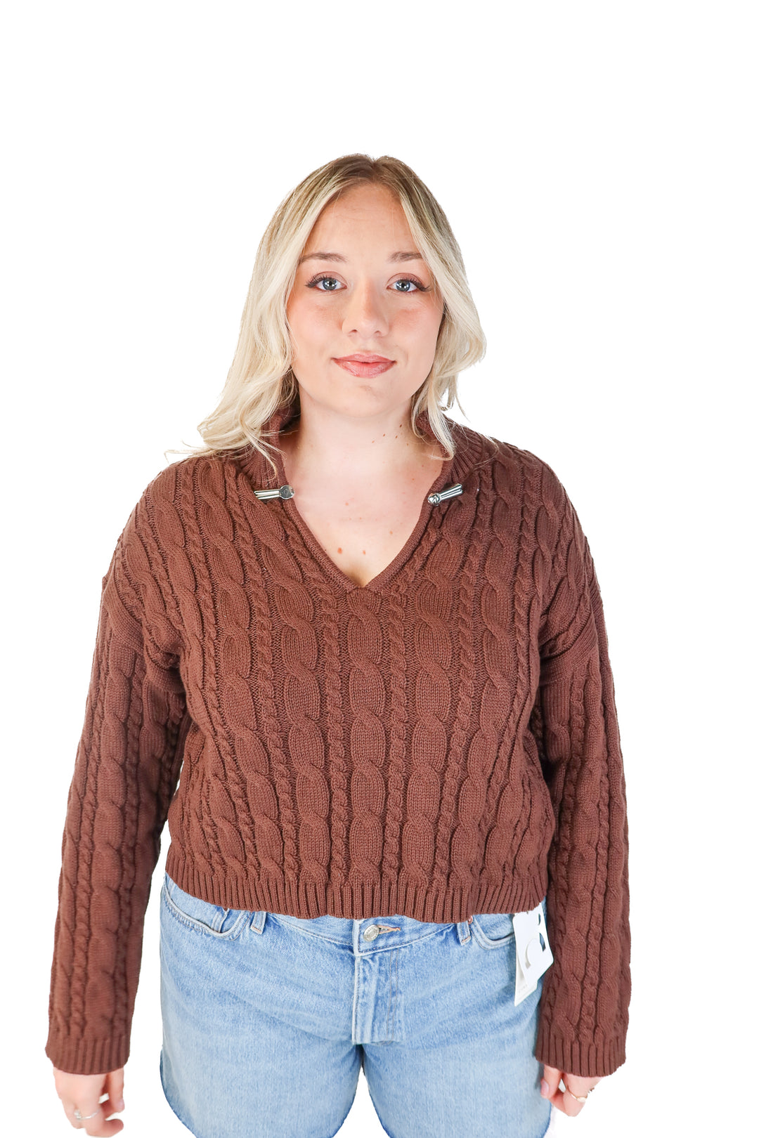commense brown knit silver detail sweater NWT (XL)