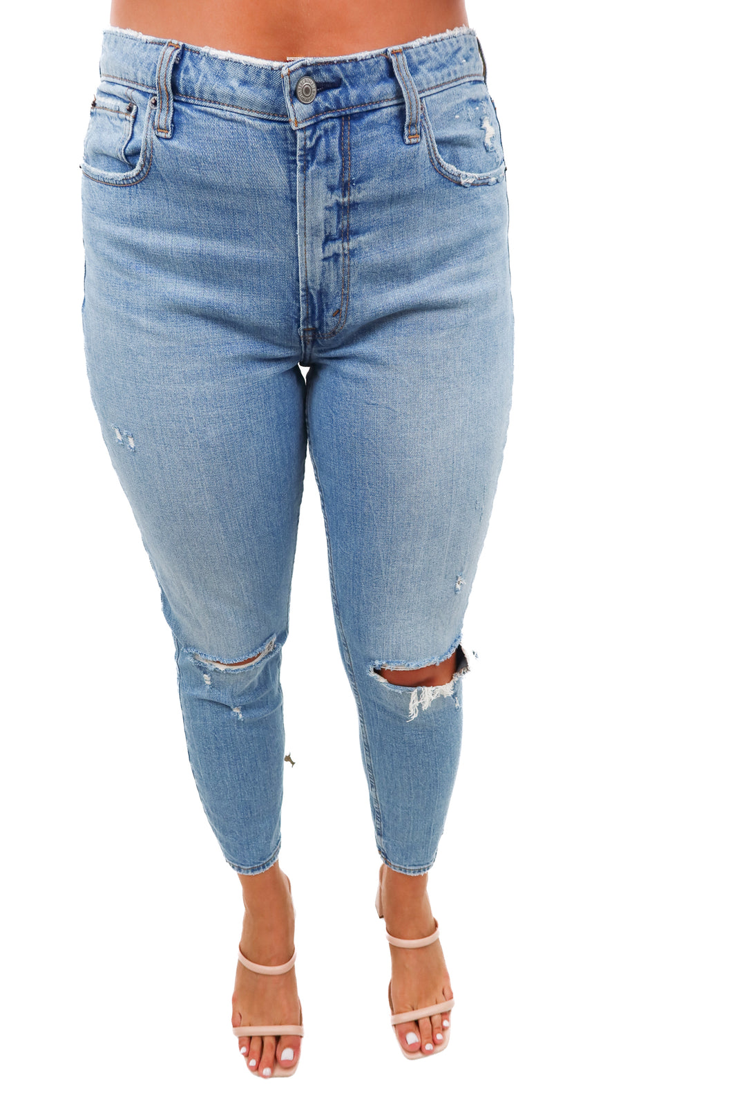 abercrombie & fitch light wash the skinny high rise jeans (10)