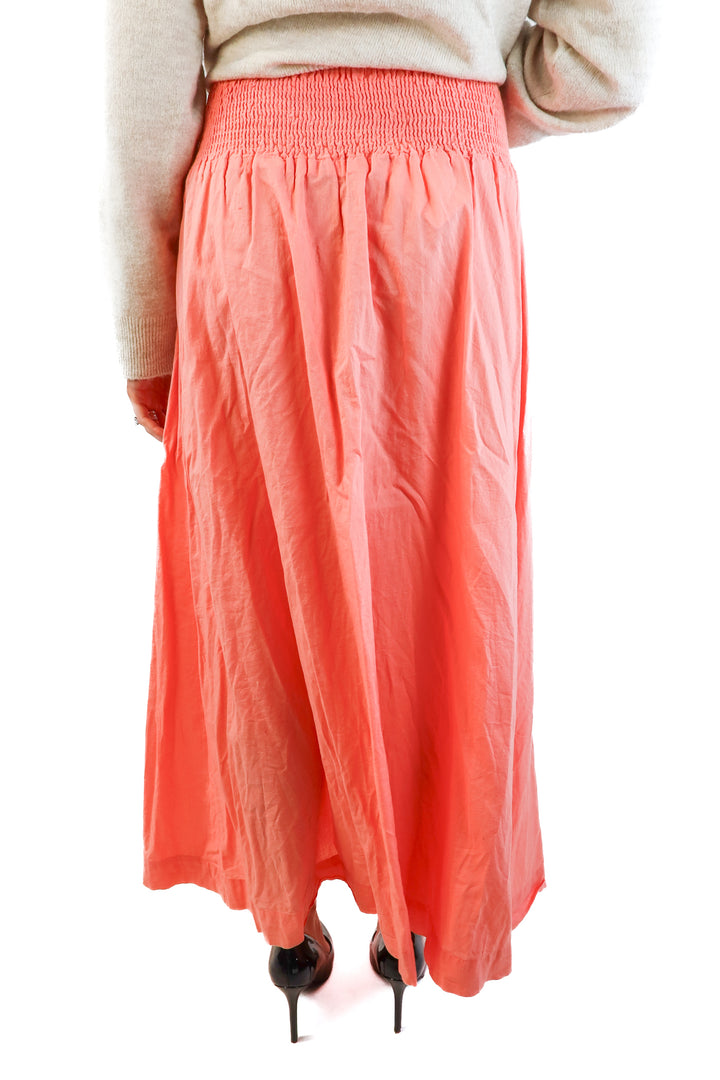 coral smocked maxi skirt (s)