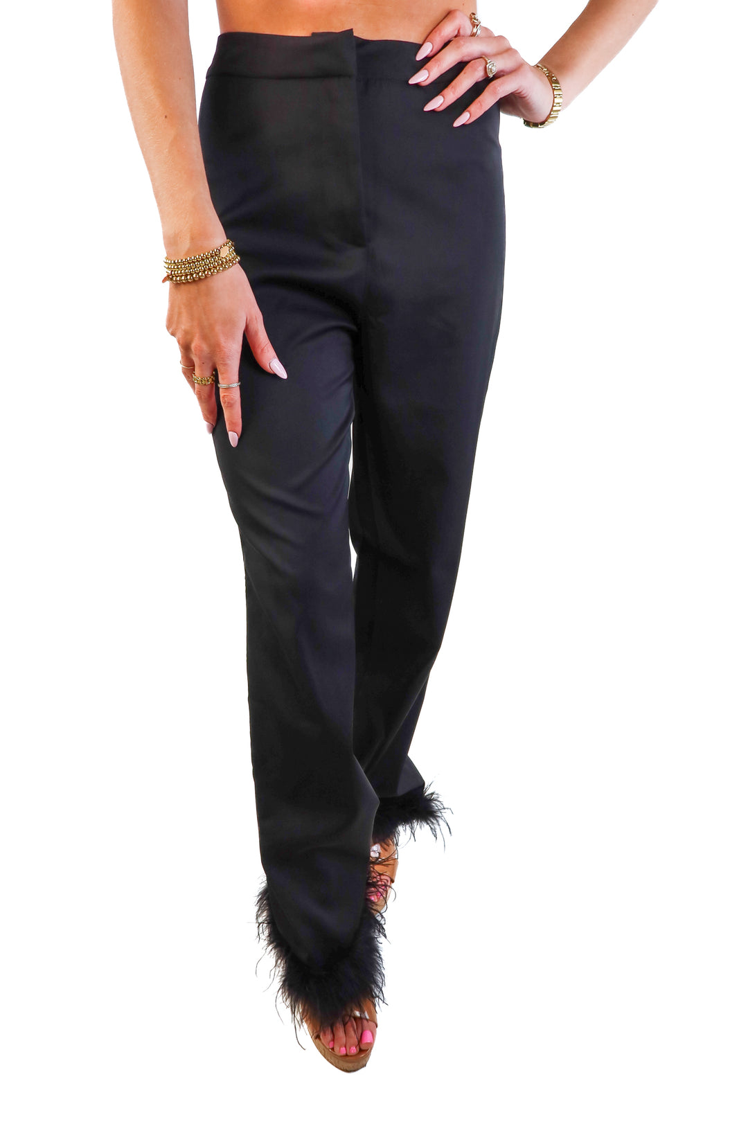 Rivir black feather hem trousers (s)