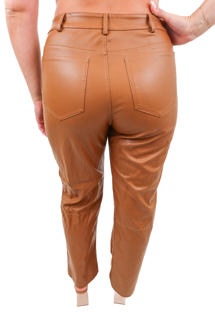 buddy love brown vegan leather pants (M)