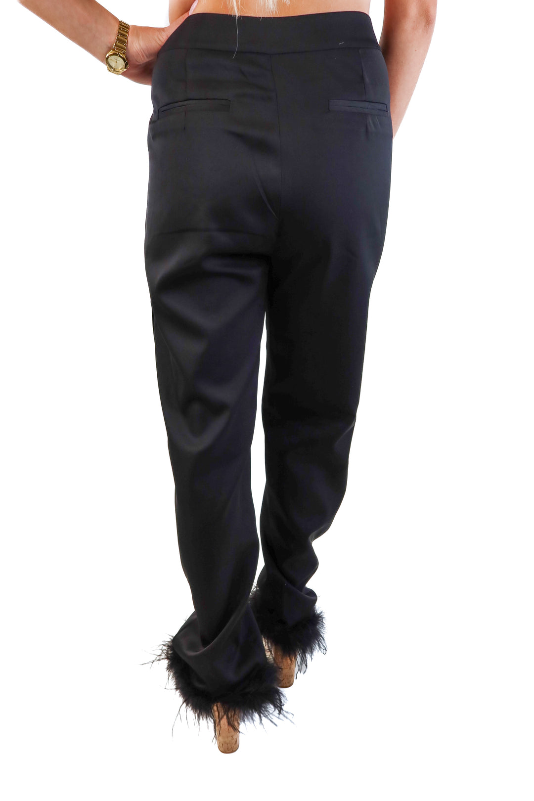 Rivir black feather hem trousers (s)