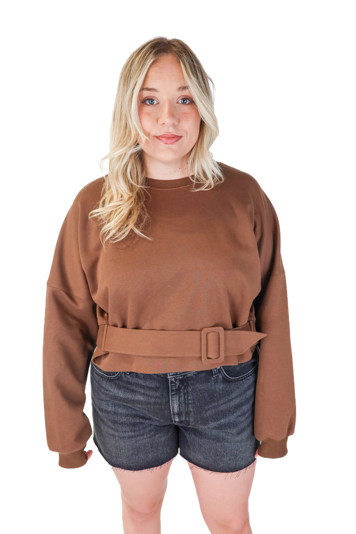 commense brown belted crewneck NWT (XL)