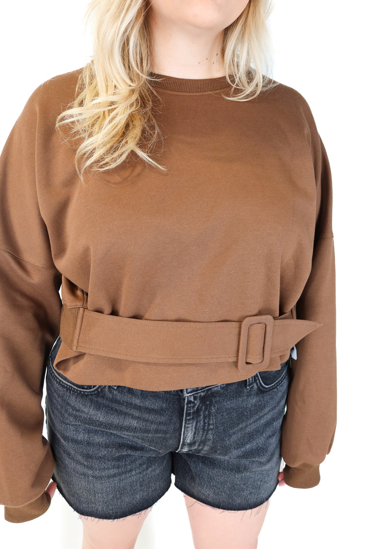 commense brown belted crewneck NWT (XL)