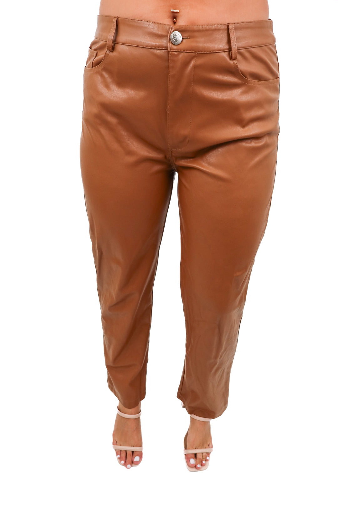 buddy love brown vegan leather pants (M)