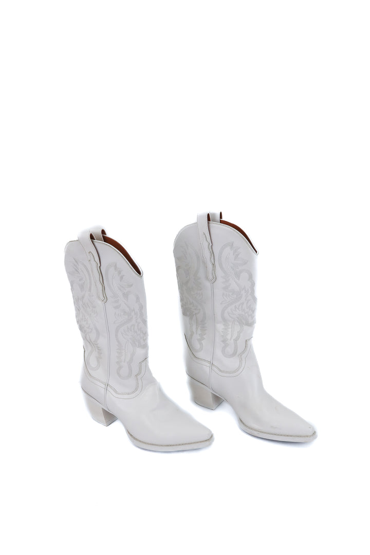 jeffery campbell white cowboy boots (10; retail $315)