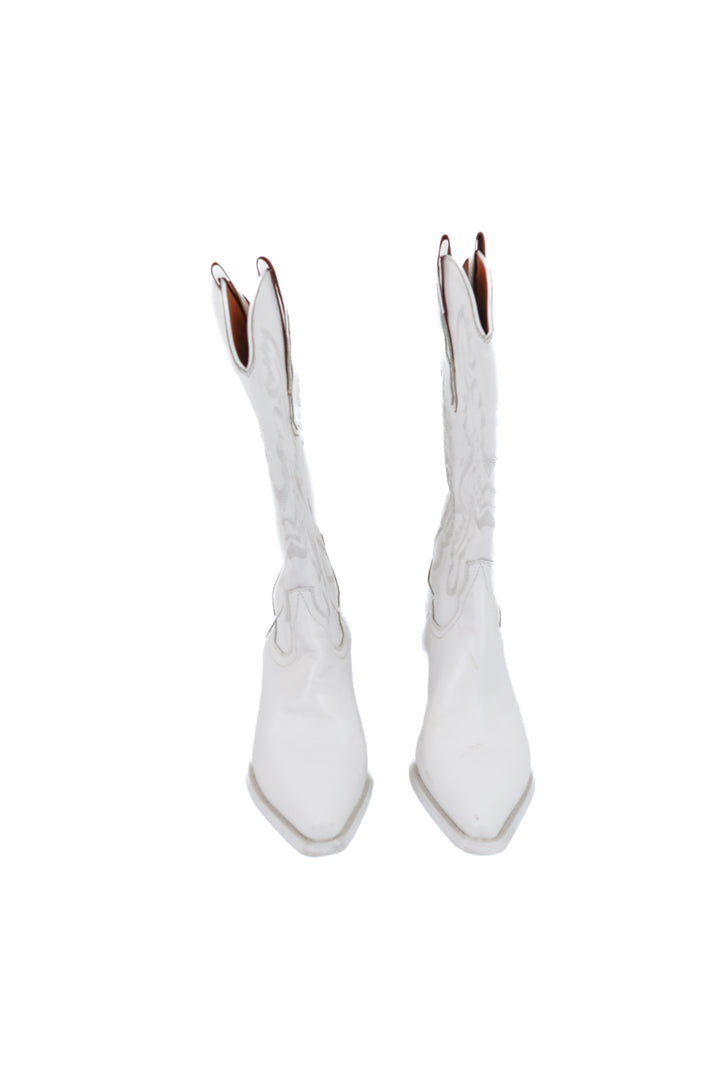 jeffery campbell white cowboy boots (10; retail $315)