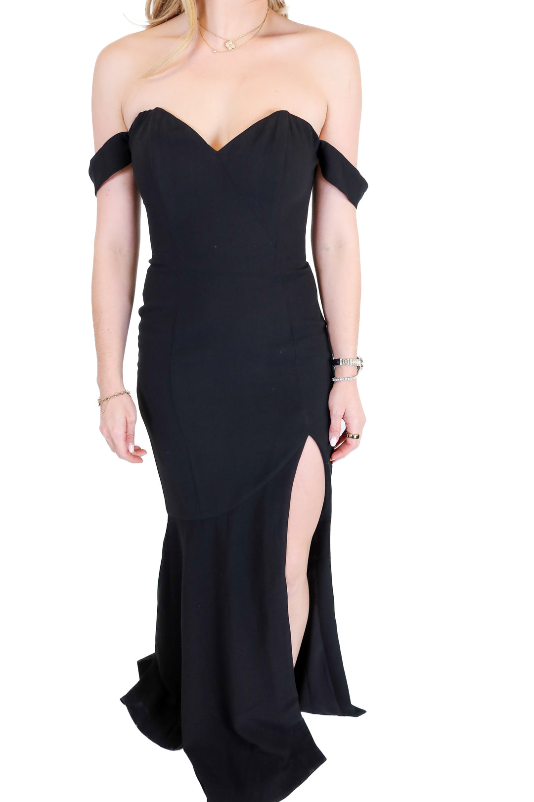 nbd black formal maxi dress (s)