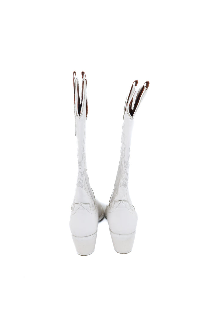 jeffery campbell white cowboy boots (10; retail $315)