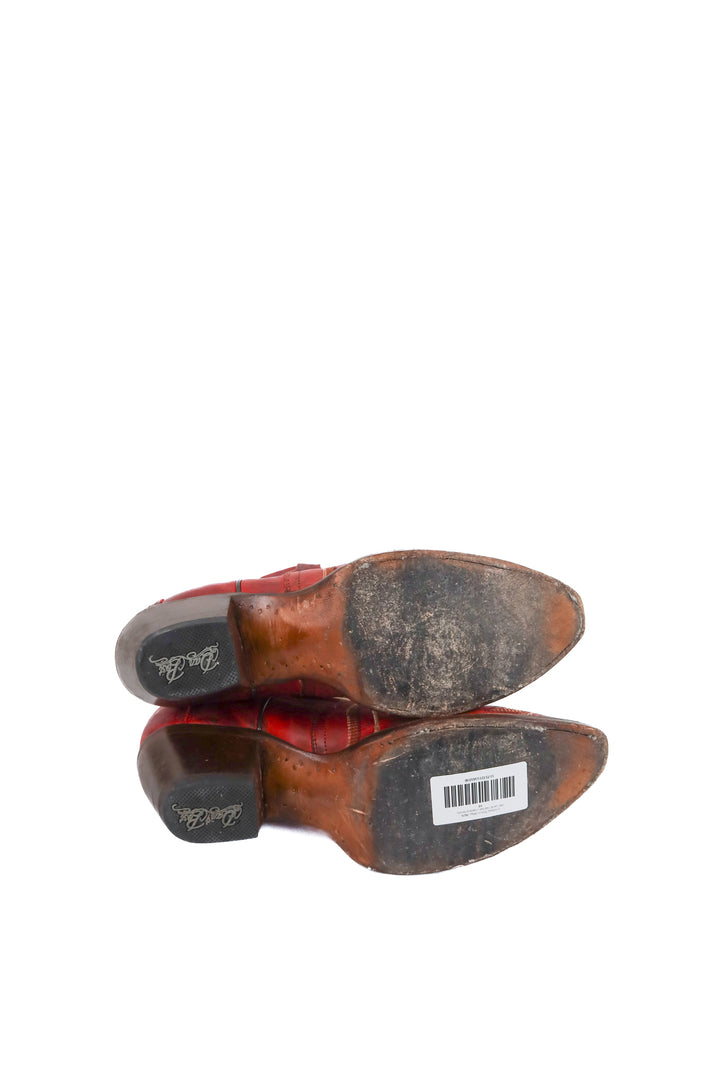 dan post red tall cowboy boots (10; retail $290)