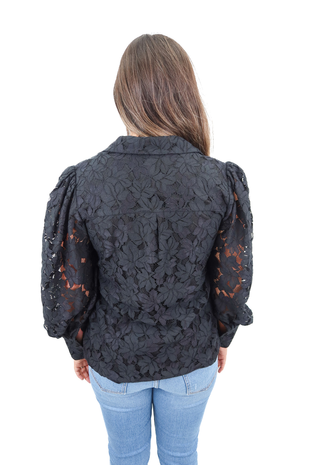 petal + pup black lace button up NWT (L)