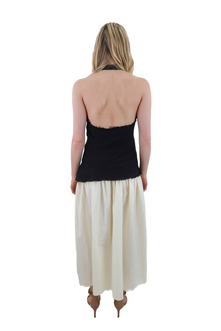 zara black and white high neck maxi dress (s)