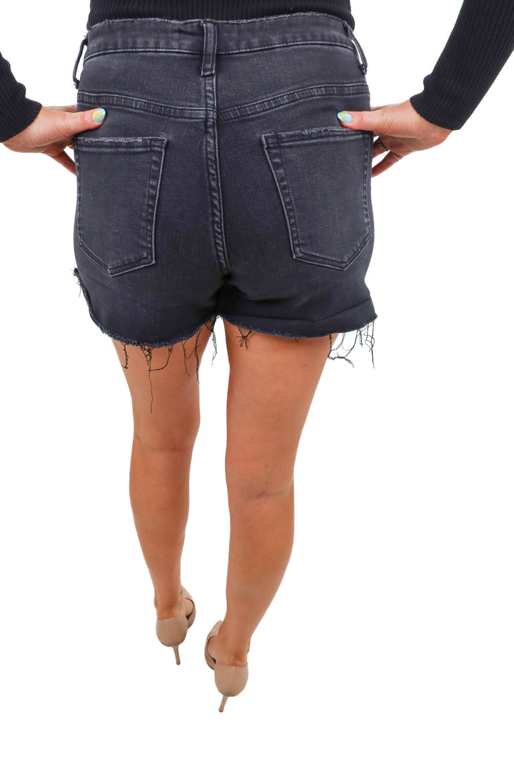 vervet black denim shorts (L)