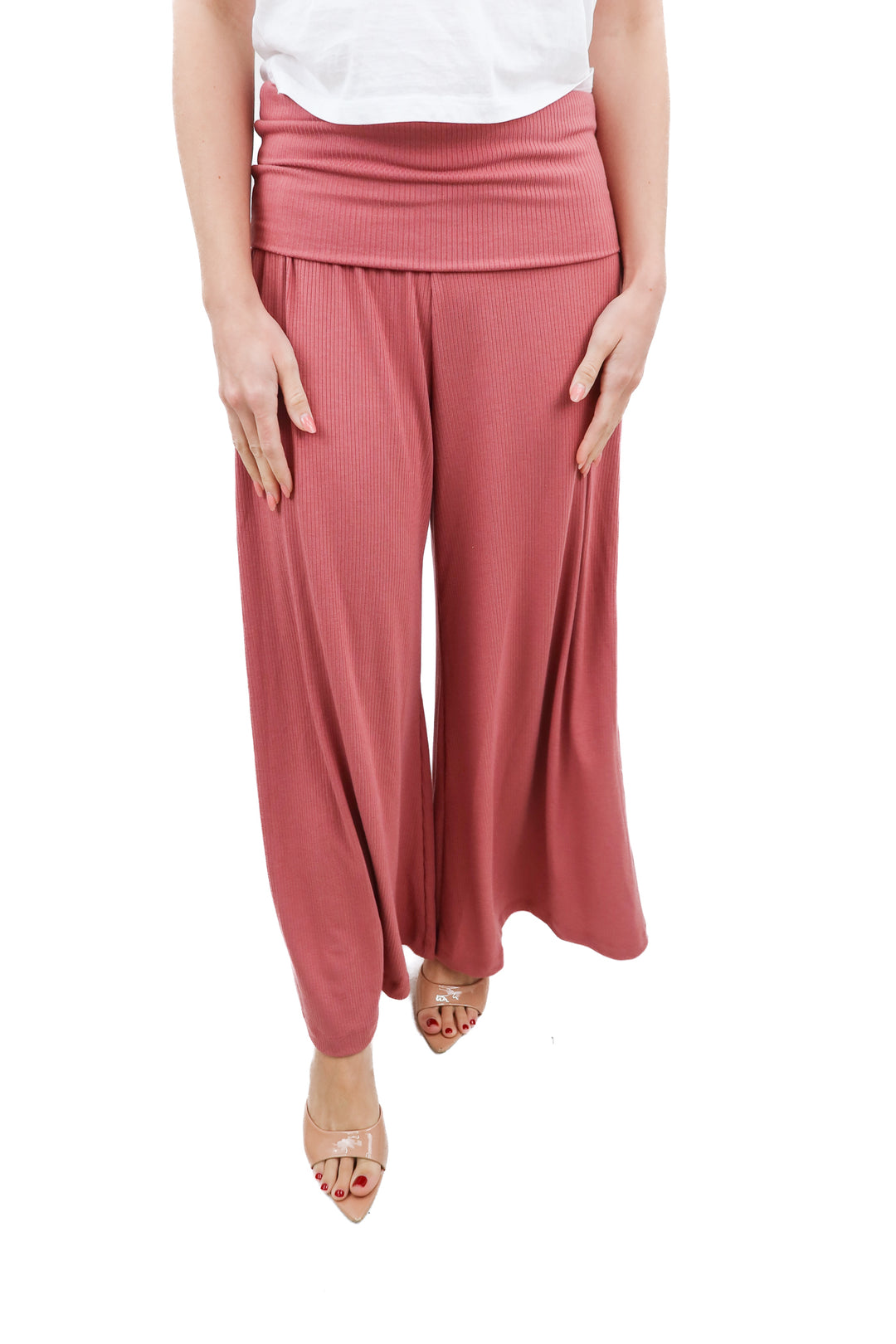 jantzen mauve ribbed lounge pants (s)