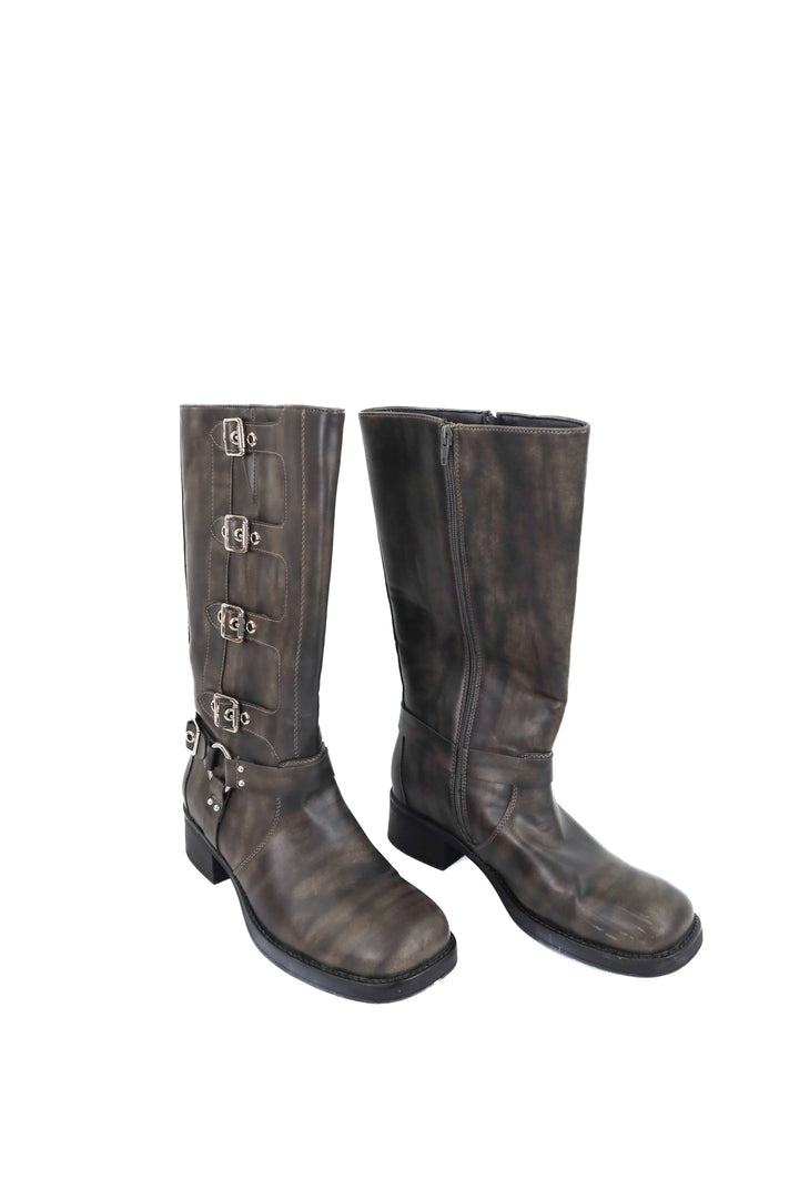 shoedazzle sable distressed buckle boots (10)