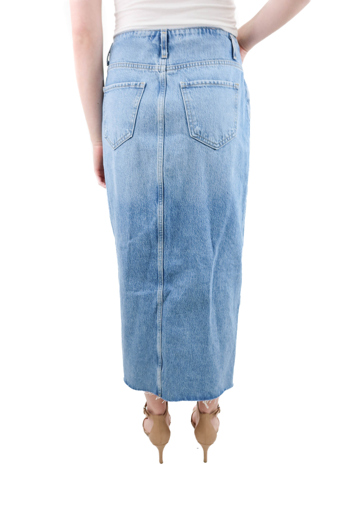 zara denim maxi skirt with slit NWT (m)