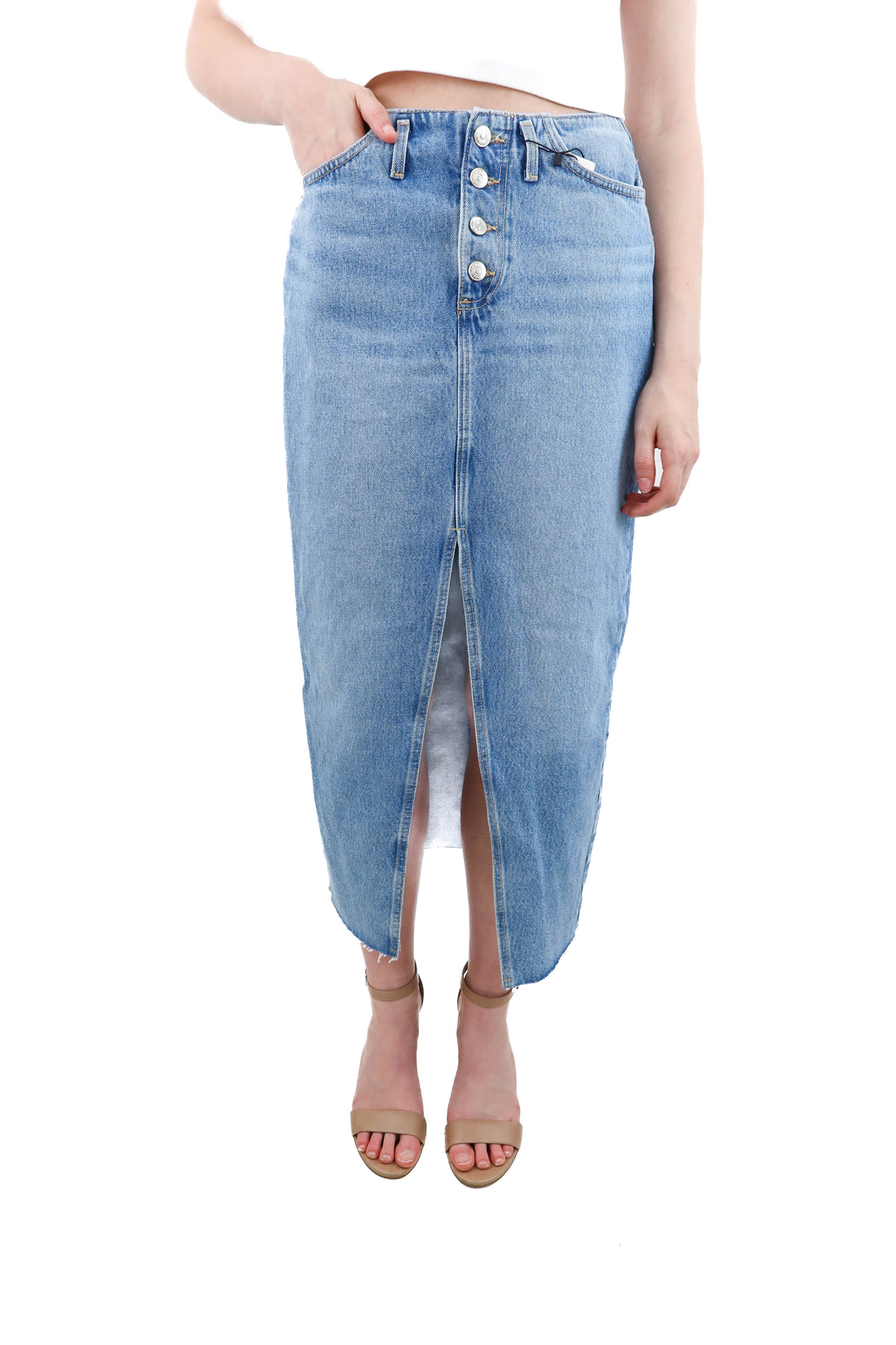 zara denim maxi skirt with slit NWT (m)