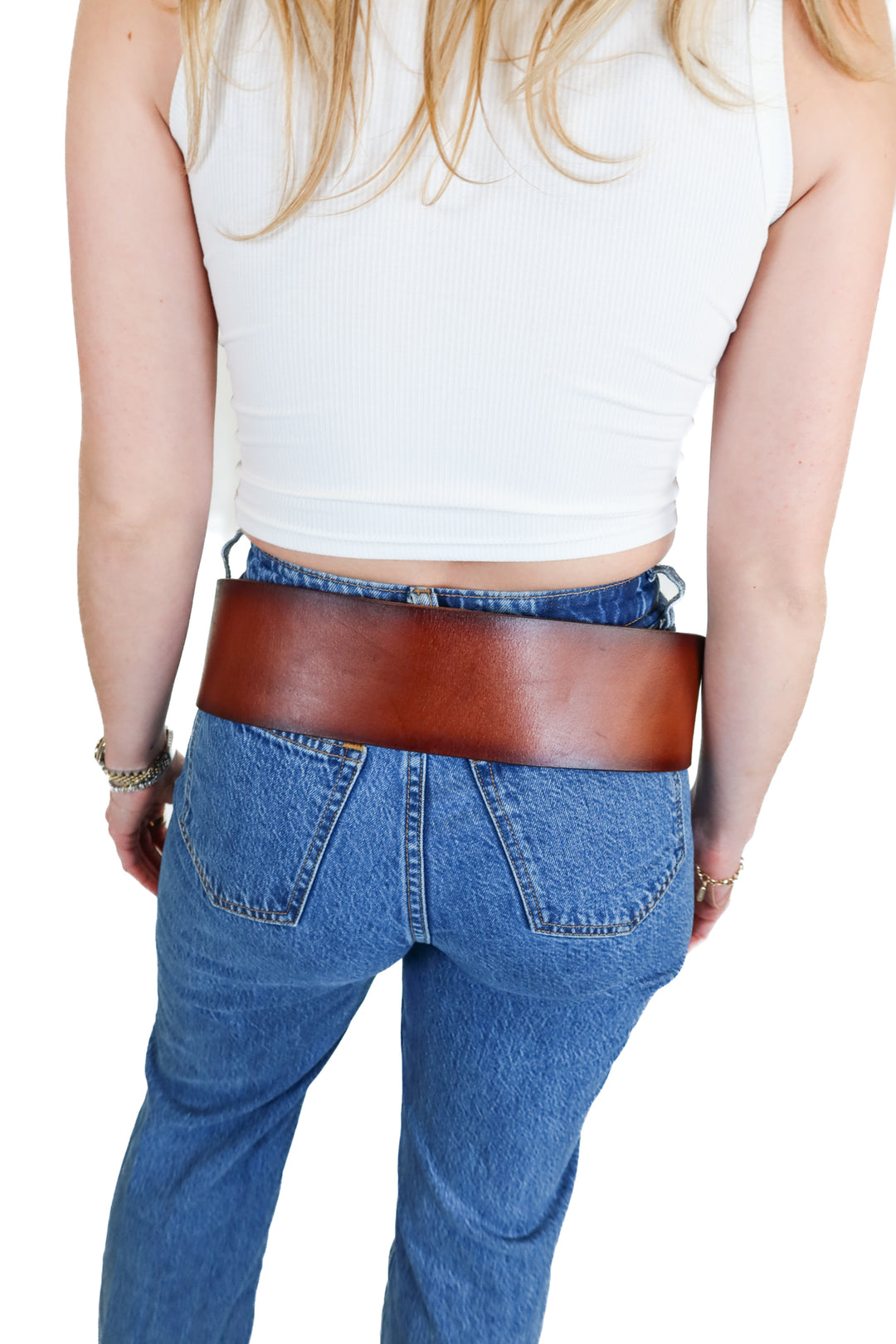 free people brown leather belt (M/L) NWT