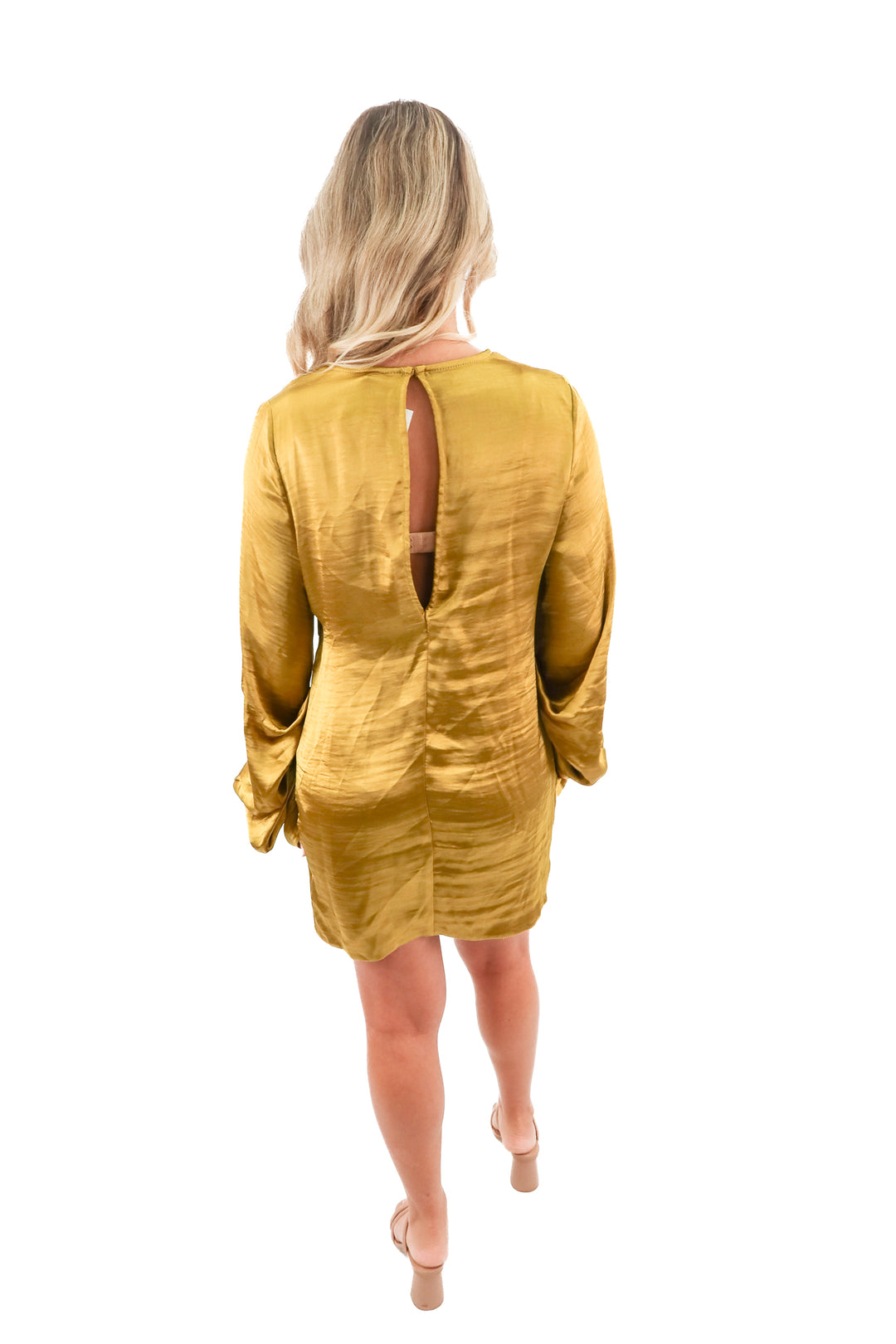 asos gold long sleeve mini dress (4)