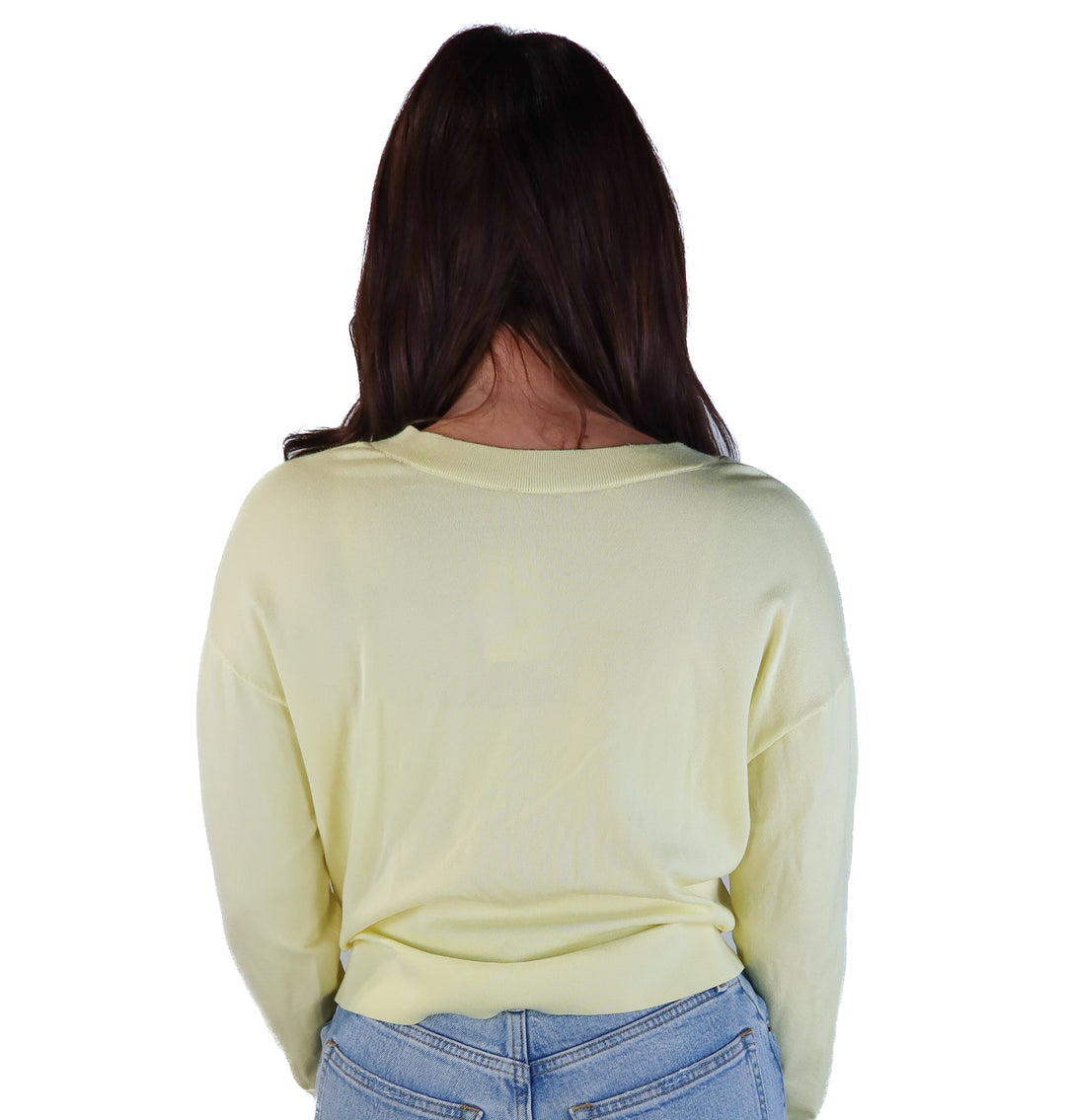 pale yellow v-neck sweater (s)