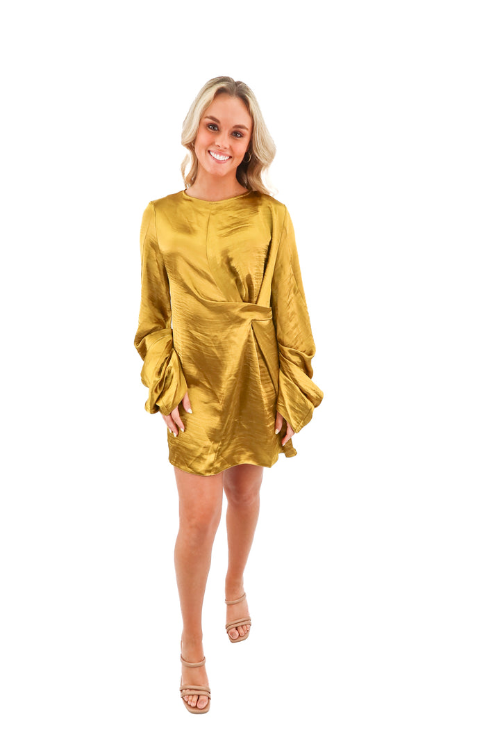 asos gold long sleeve mini dress (4)