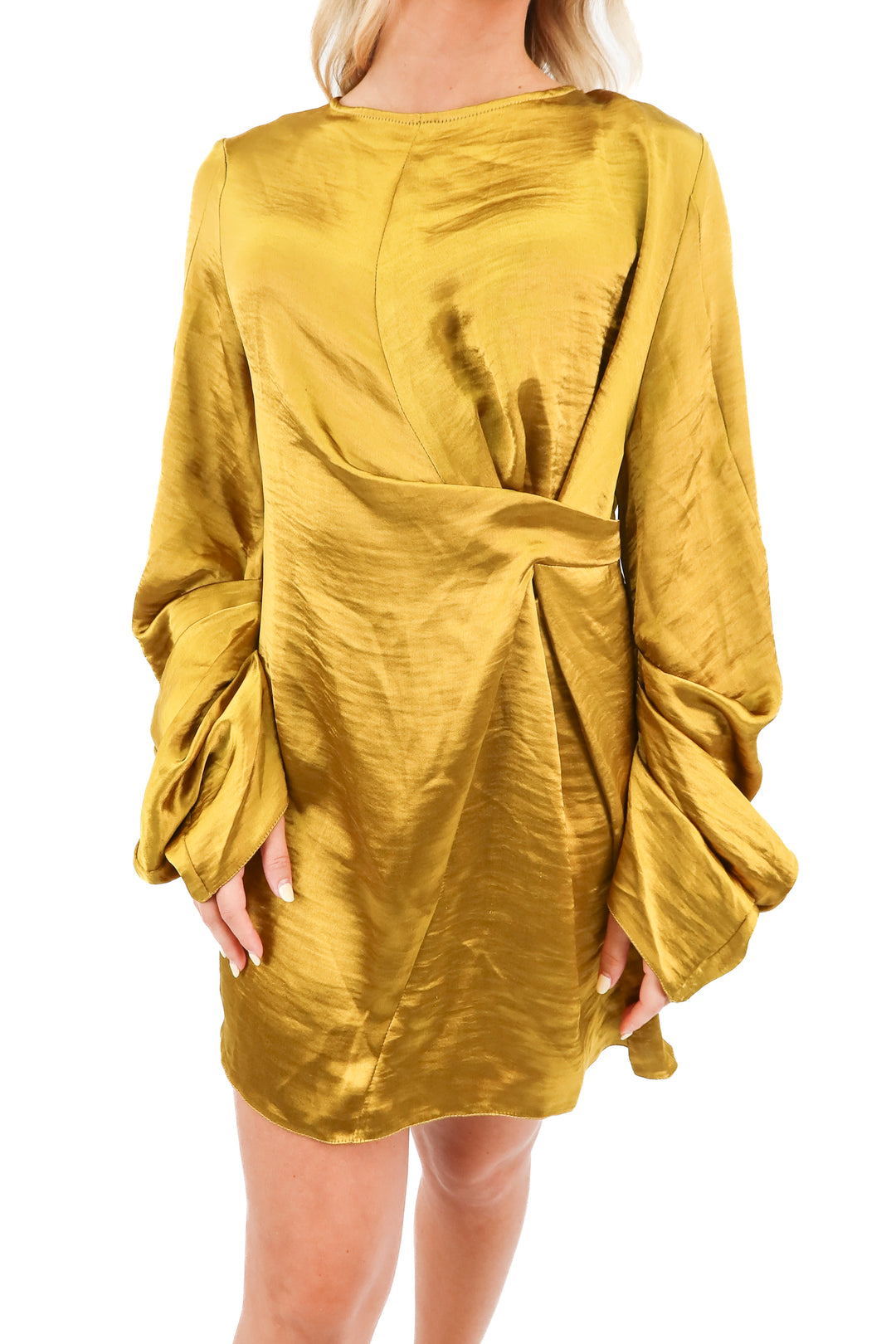 asos gold long sleeve mini dress (4)