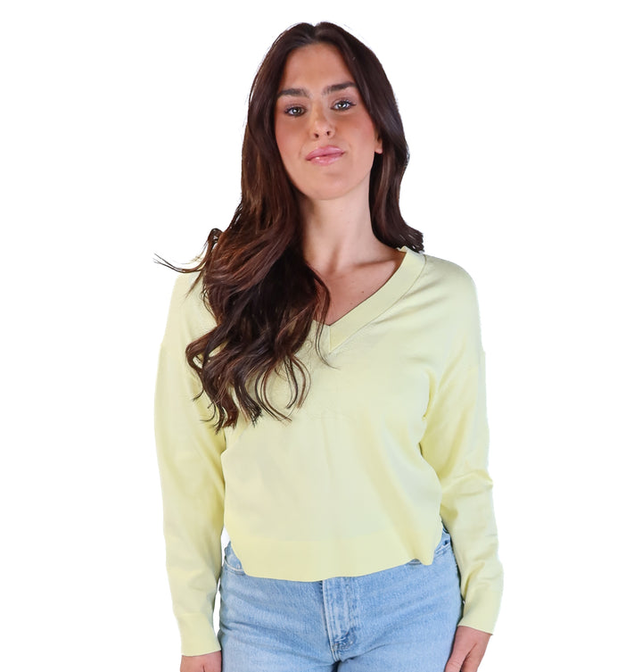 pale yellow v-neck sweater (s)