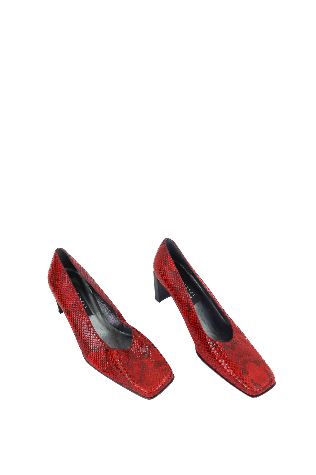 stuart weitzman red croc square toe heel (10.5; retail $457)