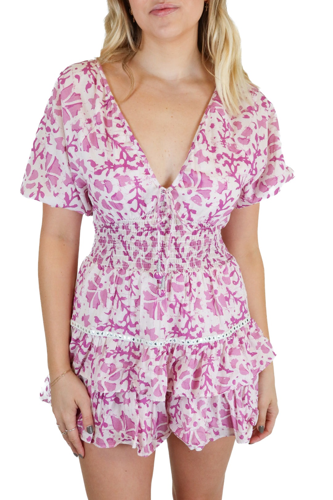 saylor printed purple romper (s)