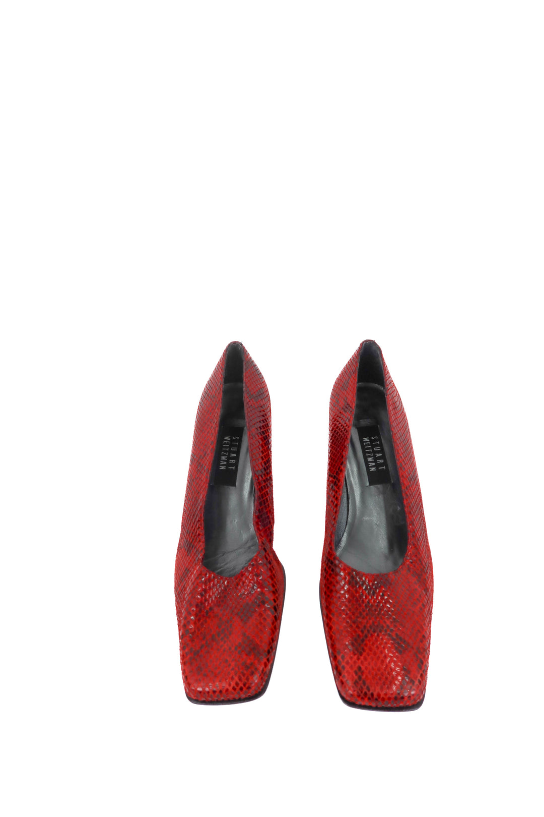 stuart weitzman red croc square toe heel (10.5; retail $457)