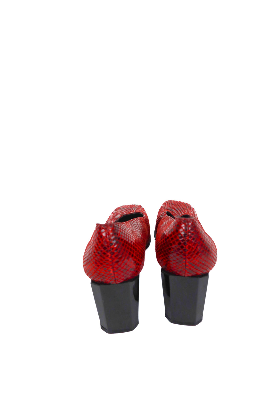 stuart weitzman red croc square toe heel (10.5; retail $457)