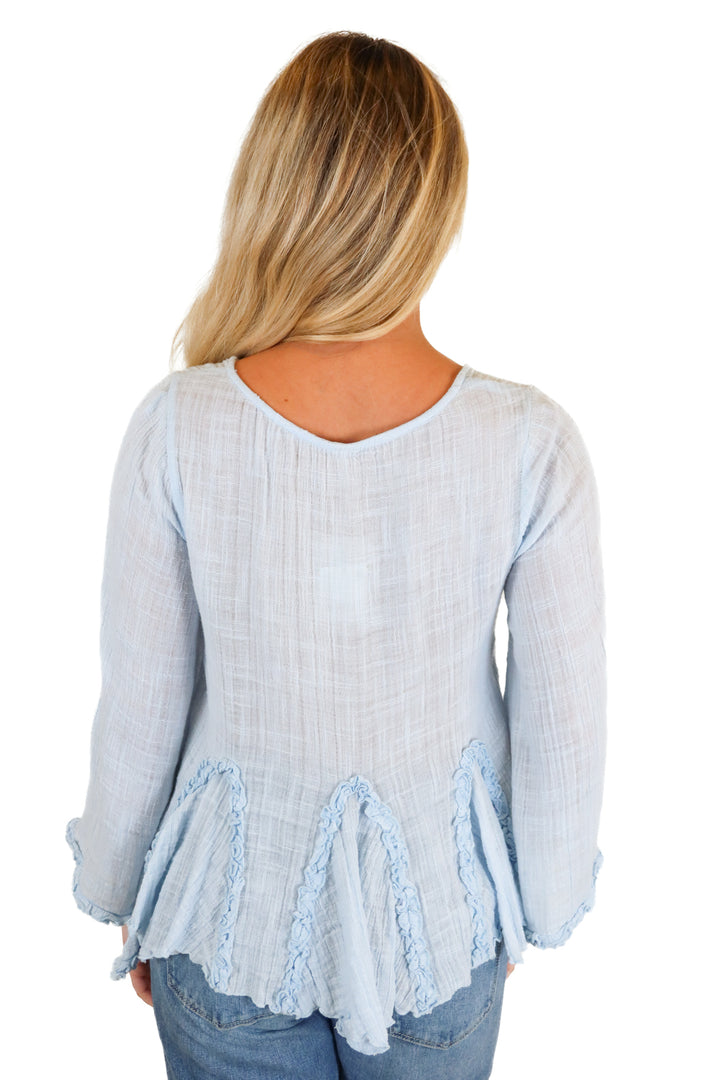 free people light blue babydoll top (xs) NWT