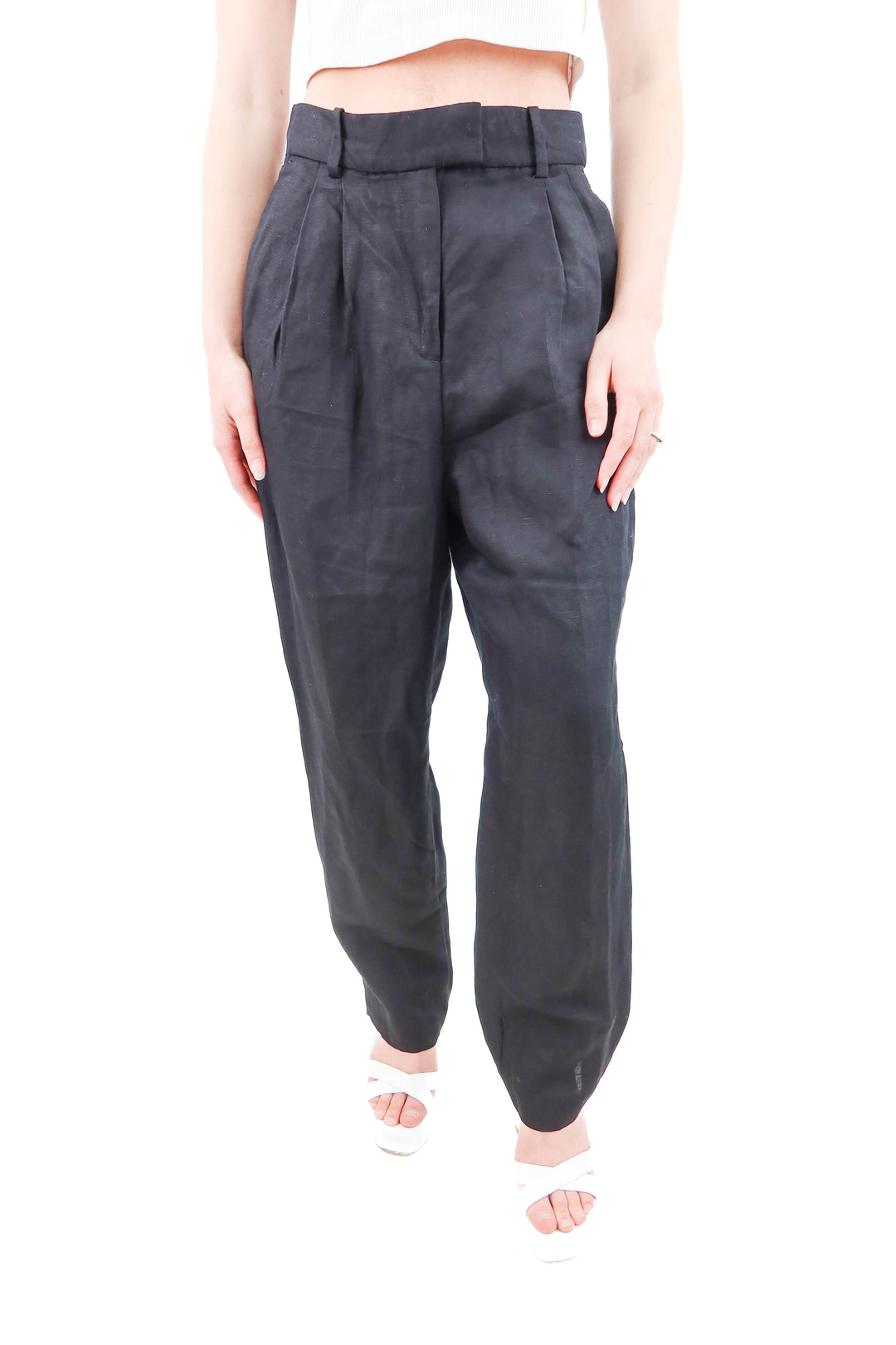h&m black linen pants NWT (4)