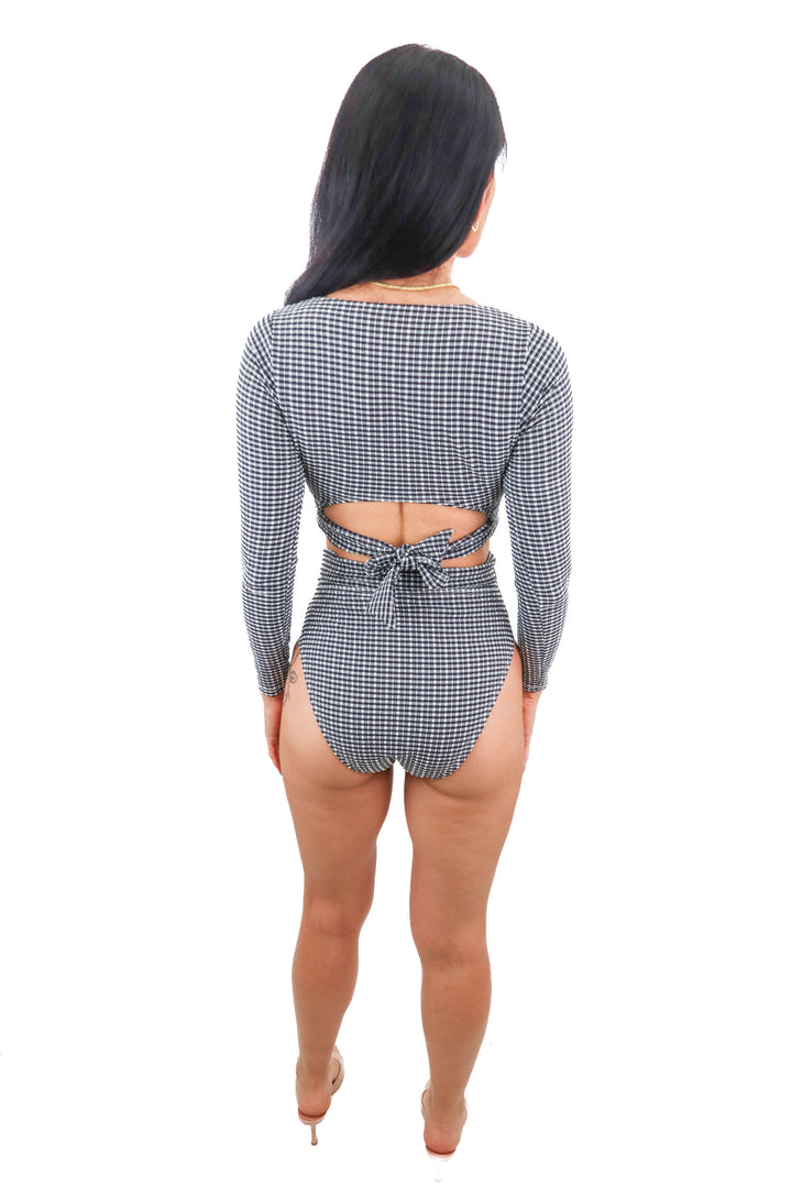 antonio melani black gingham swimsuit (s; retail $65)