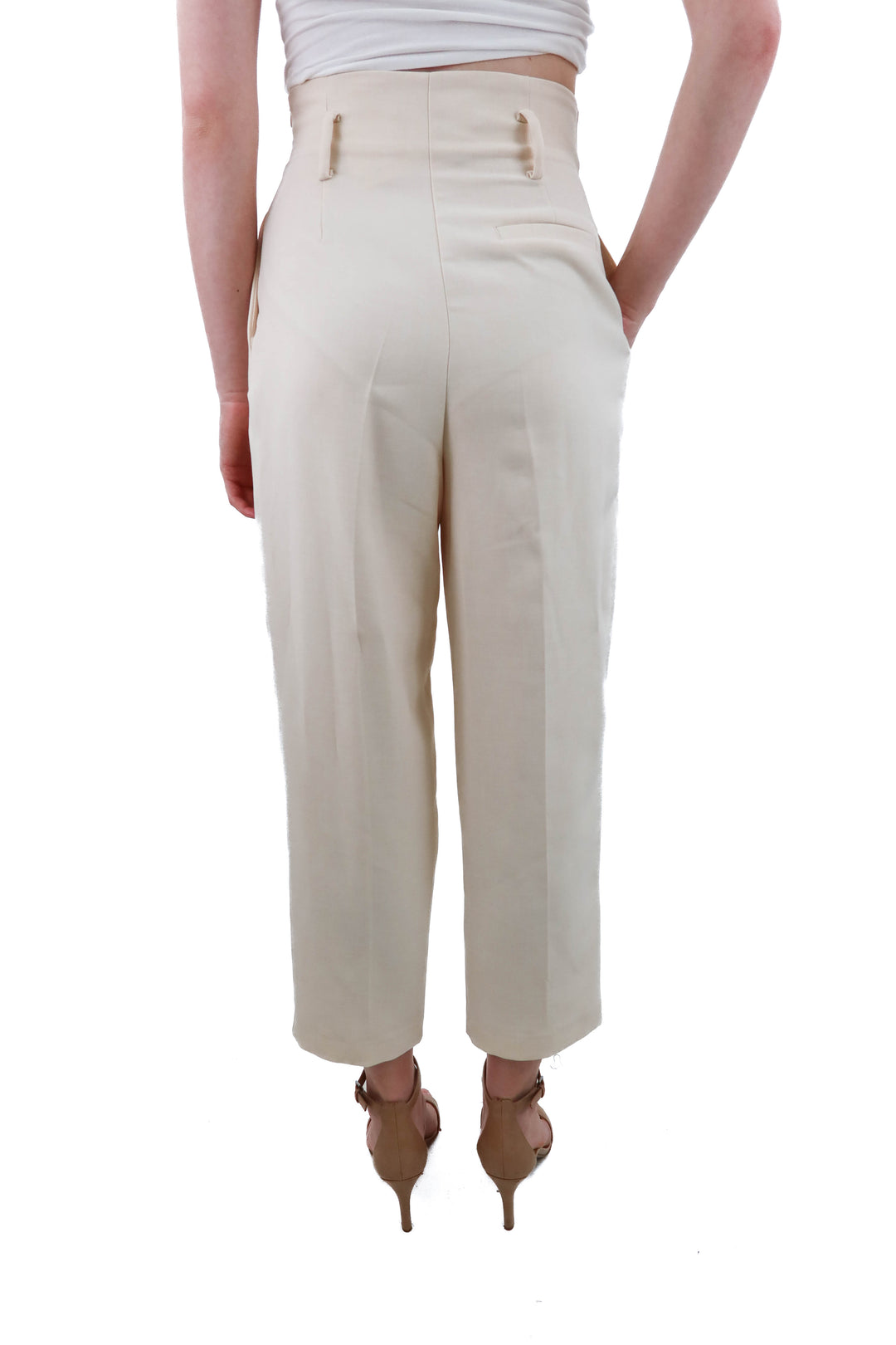 zara cream side zip trousers NWT (s)