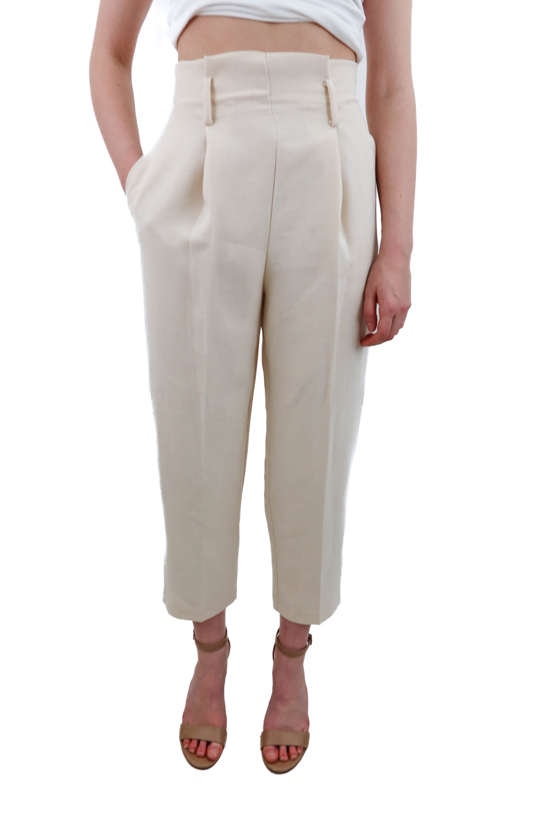 zara cream side zip trousers NWT (s)