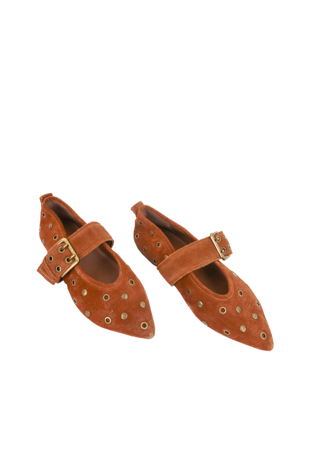seychelles brown suede studded flats (10; retail $160)