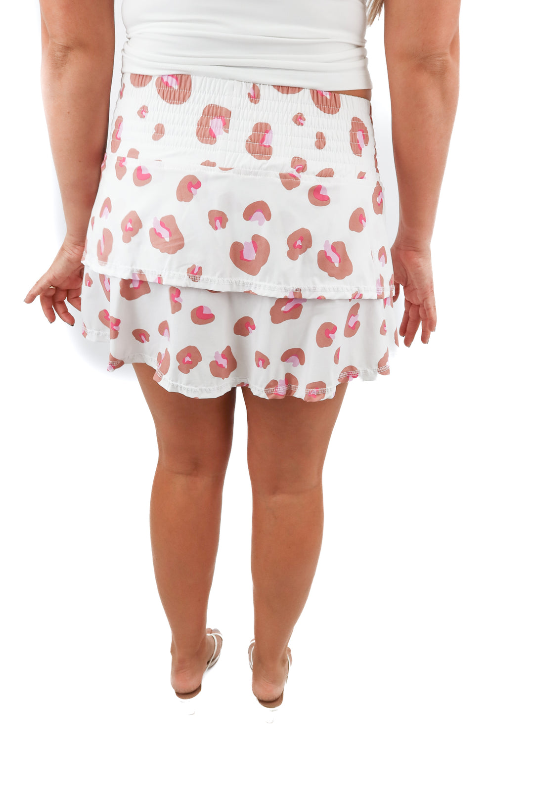 The Bubble white/tan animal print active skort (M; retail $169.99)*