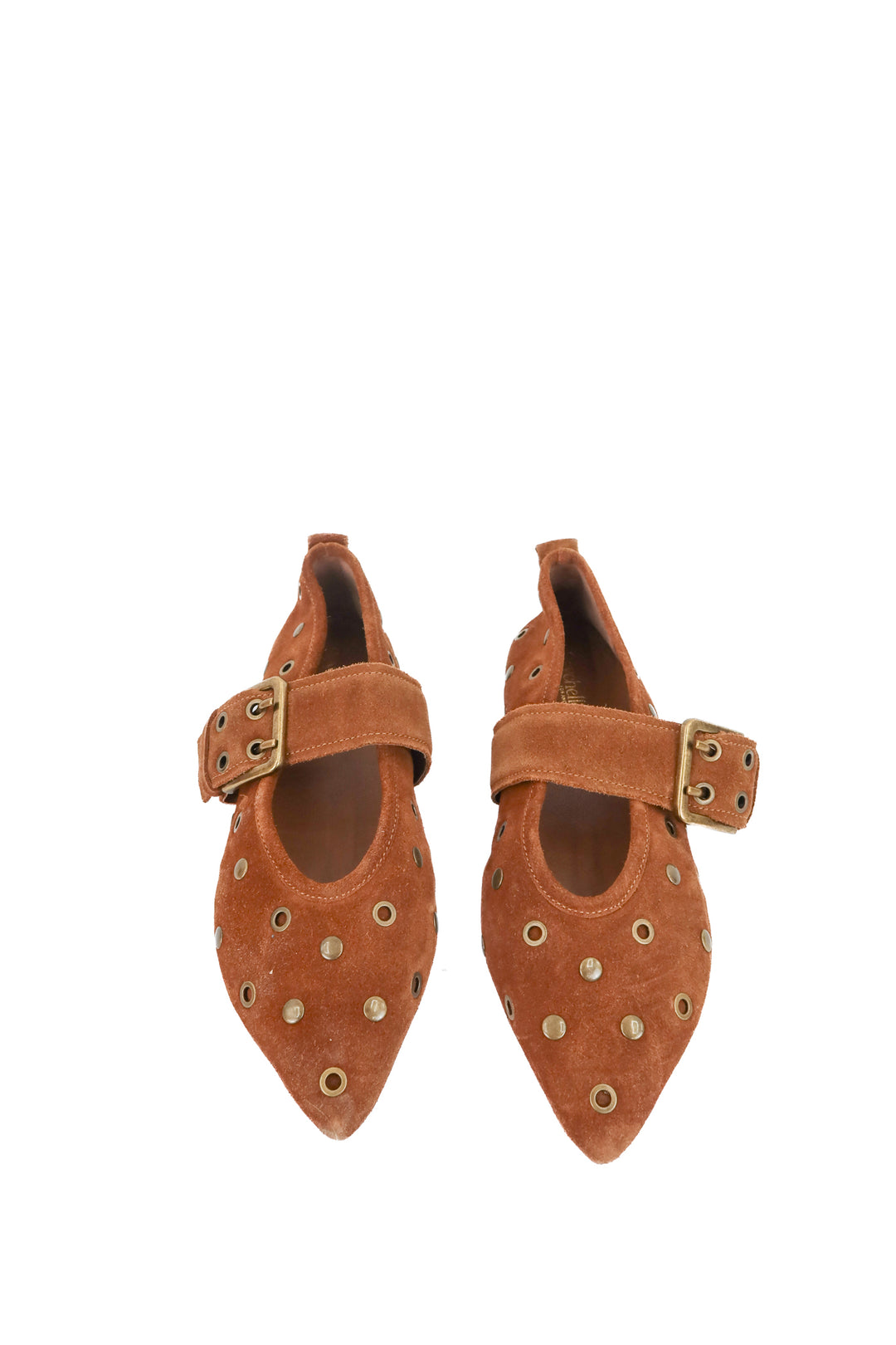 seychelles brown suede studded flats (10; retail $160)