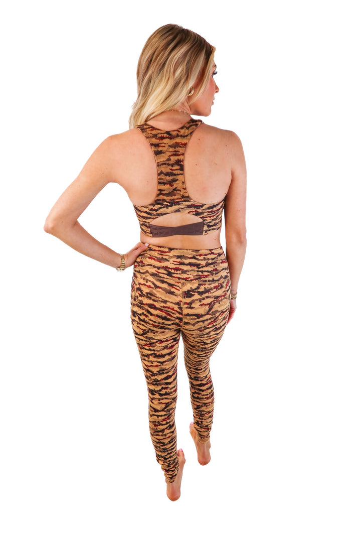 fabletics tan, black, maroon, and brown tie dye activewear set (s)*