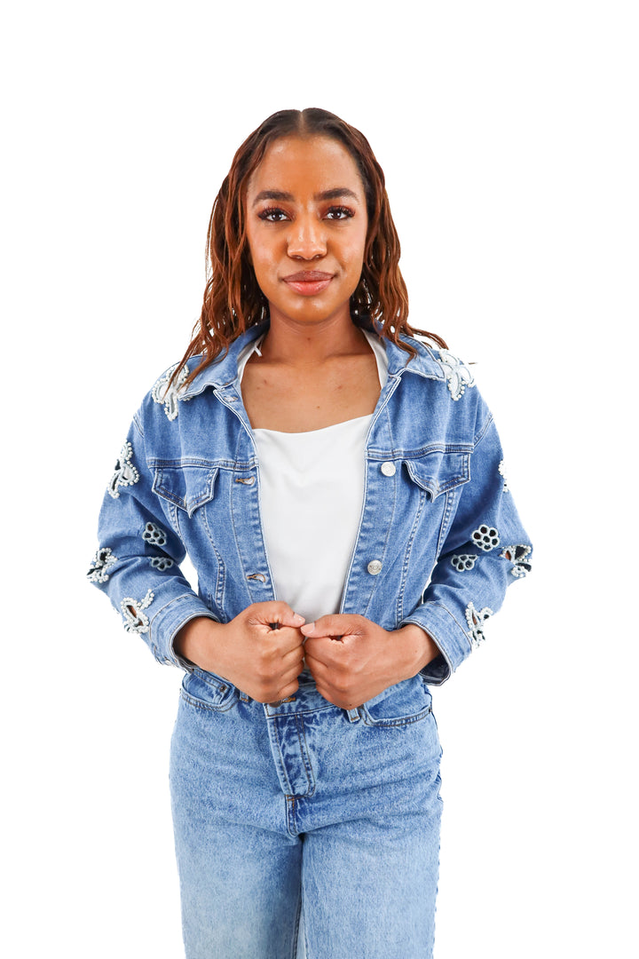 the noli shop kaia pearl jean jacket nwt (xs; retail $228)