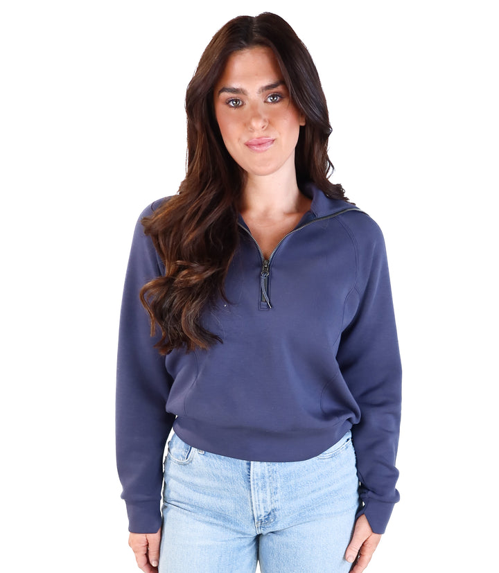 SOLD: Spanx slate grey quarter zip (s; retail $118)
