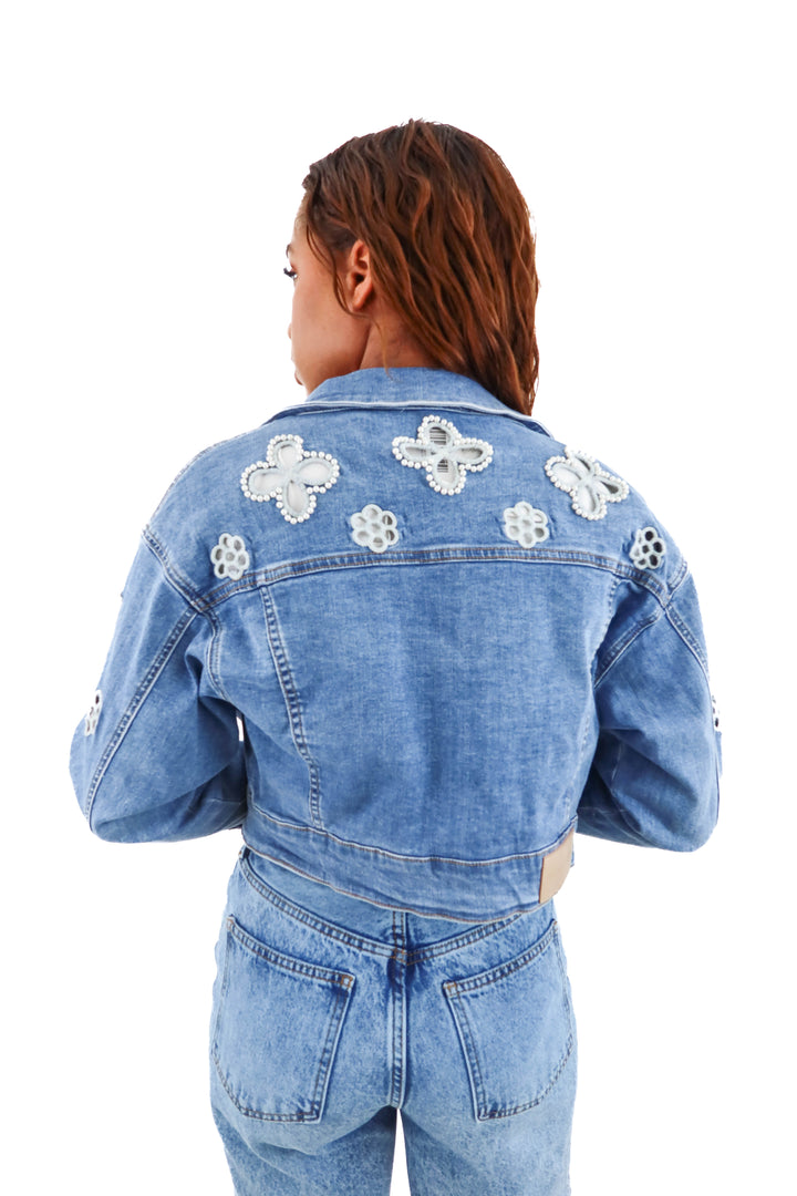the noli shop kaia pearl jean jacket nwt (xs; retail $228)