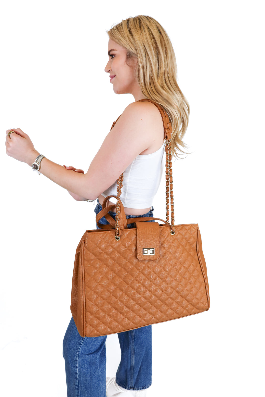 Be Humane Cognac Large Shoulder Bag