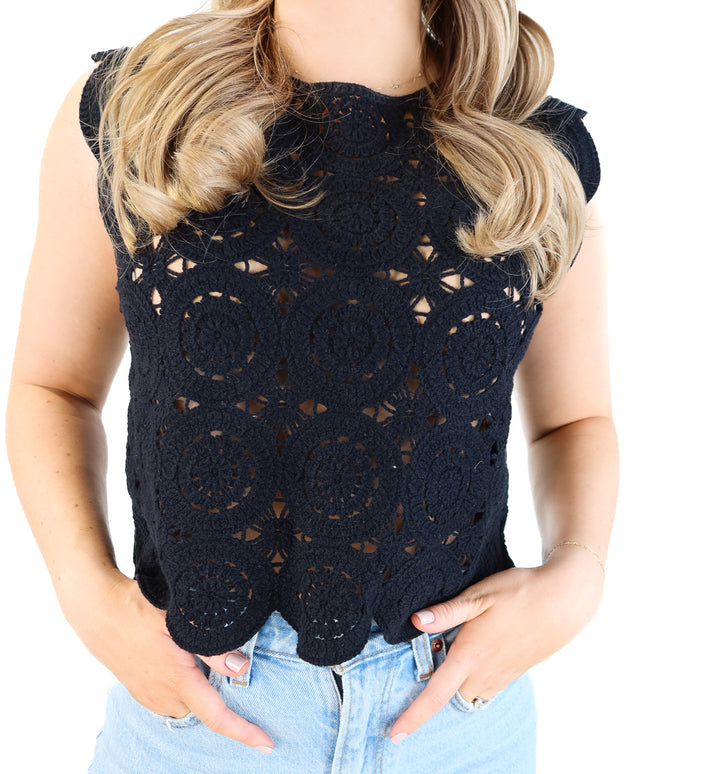 Abercrombie & fitch black crotchet boxy tank NWT (s; retails for $60)