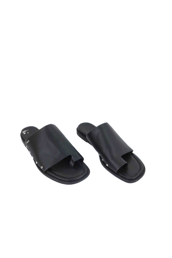 dkny black slides with silver studs (10; retail $70)