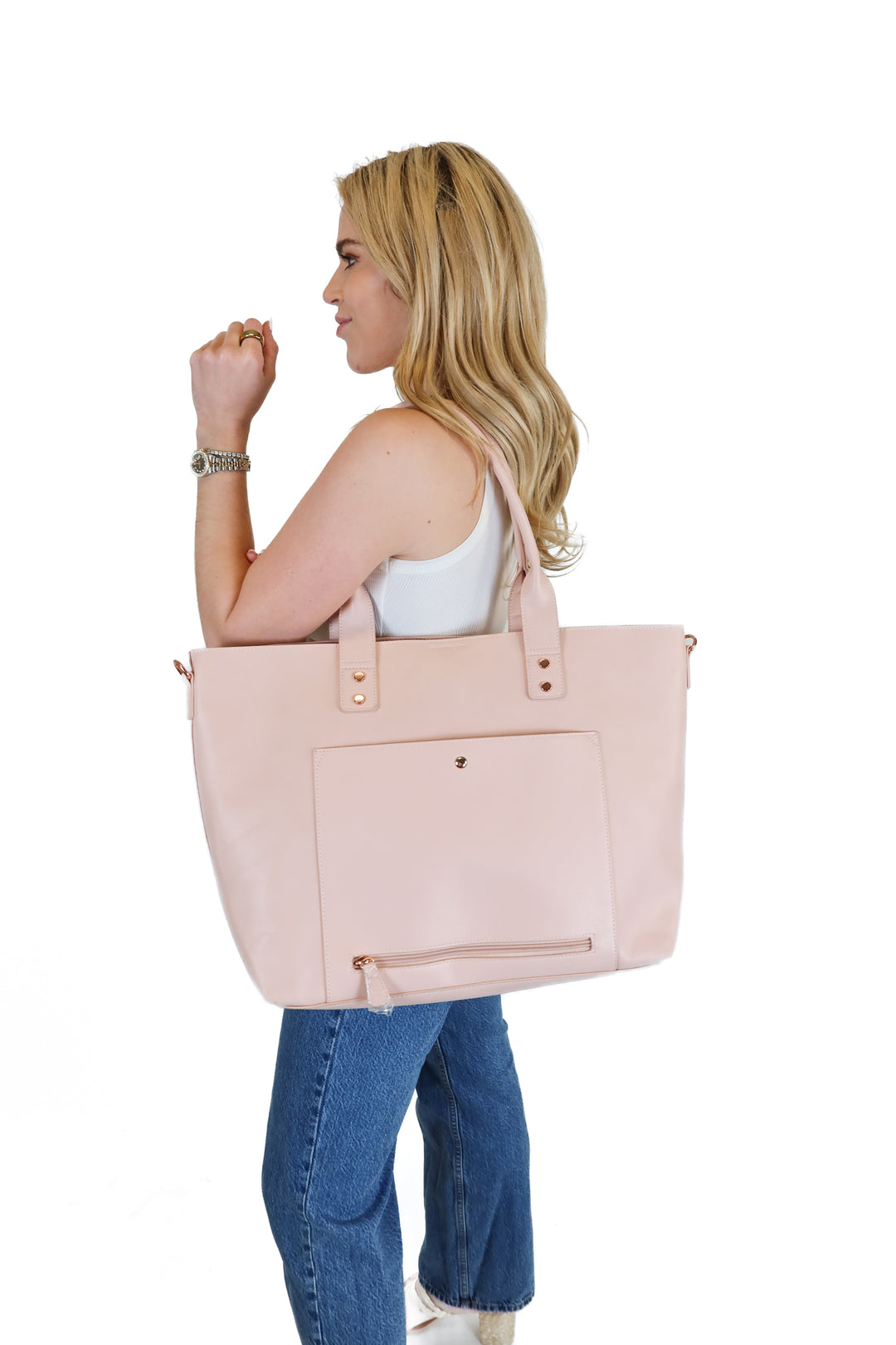 Light pink large tote bag