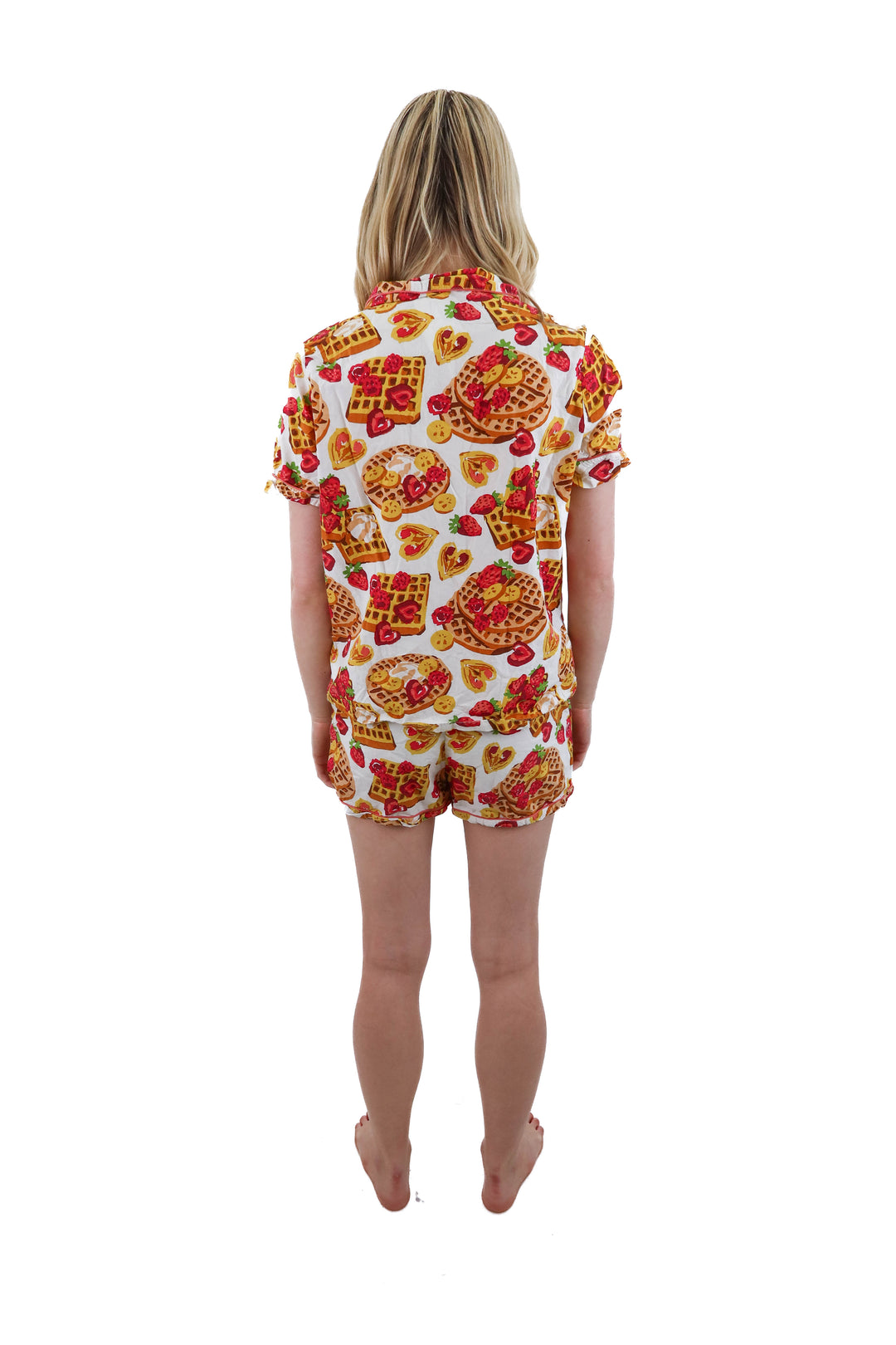print fresh strawberry waffle pajama set (s; retail $148)