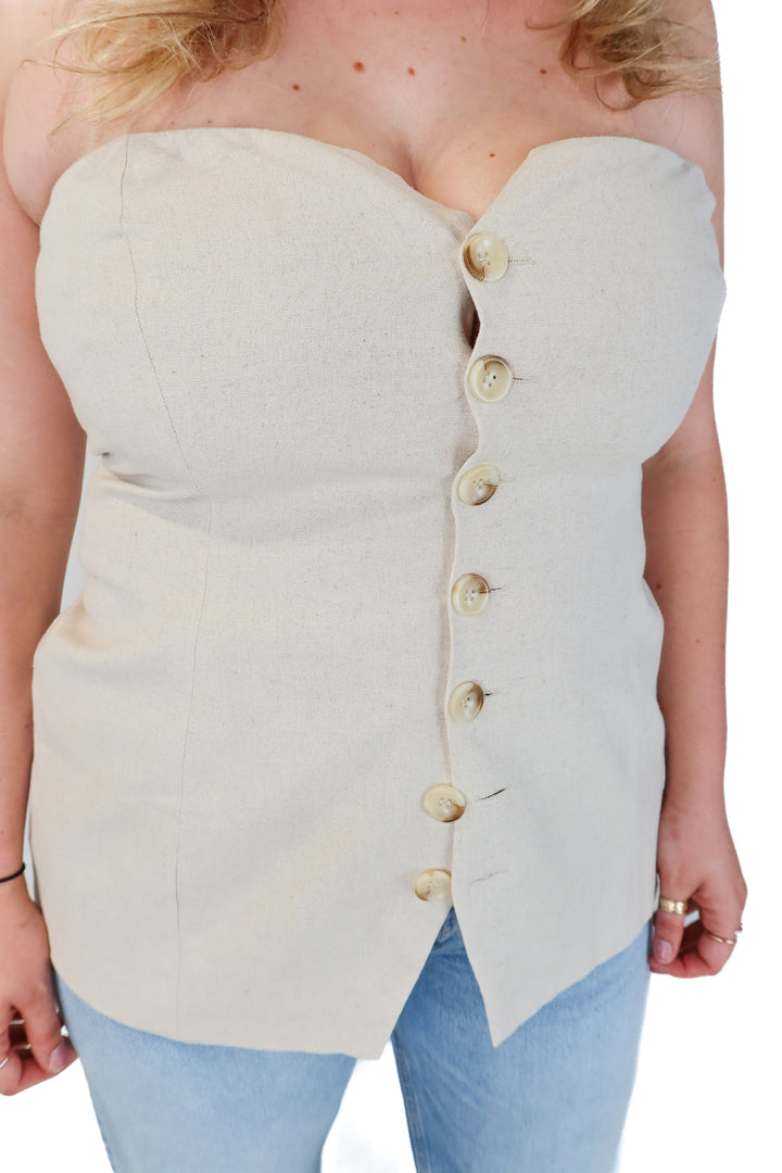 meshki linen strapless top NWT (XXL)